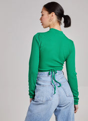 Gathered Ribbed Top With Cut Out Detailing