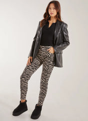 Zebra Print Straight Jeans