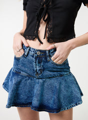 Flippy Denim Mini Skirt With Shorts