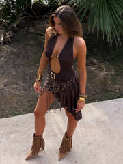 LEILINI MINI DRESS CHOCOLATE