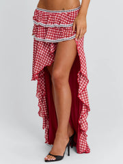 BETTY MAXI SKIRT RED GINGHAM