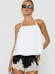Dearest Low Back Babydoll Top White