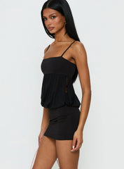 Franciska Sheer Blouson Mini Dress Black