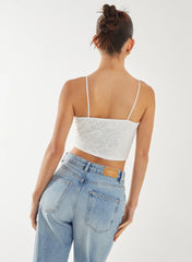 V-Detail Lace Strappy Top