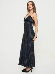 Emily Maxi Dress Black Polka Dot
