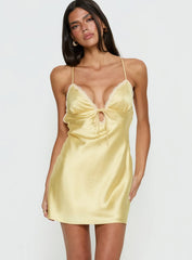 Jasminda Lace Trim Mini Dress Yellow