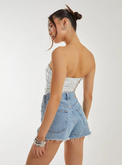 Silver Metallic PU Corset Top