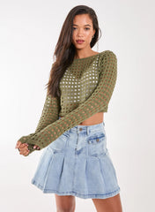 Long Sleeve Crochet Top