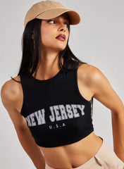 Printed Ribbed Crop Top