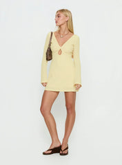 Milley Long Sleeve Textured Mini Dress Lemon
