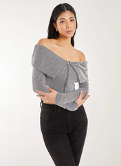 Fold Over Zip Bardot Top