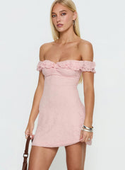 Anabeila Strapless Frill Mini Dress Light Pink