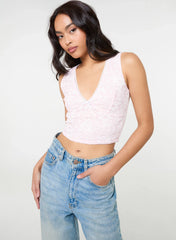V Neck Lace Crop Top
