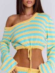 HATTIE TOP BLUE AND YELLOW STRIPE