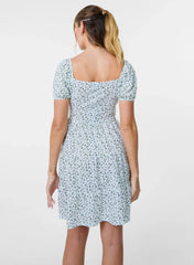 Ditsy Puff Sleeve Tiered Mini Dress