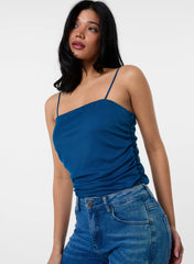 Ruched Mesh Strappy Bodysuit