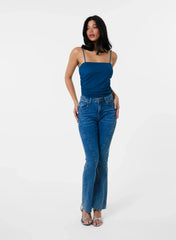 Ruched Mesh Strappy Bodysuit
