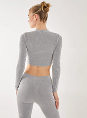Two Tone Rib Long Sleeve Top