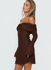 Colettie Long Sleeve Mini Dress Chocolate