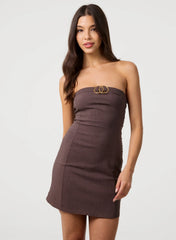 Gold Detail Bandeau Mini Dress