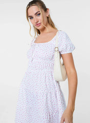 Ditsy Puff Sleeve Tiered Mini Dress