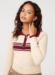 Stripe Front Zip Up Sweatshirt