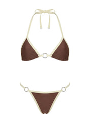 Maurita Hardware Halter Bikini Top Brown / White