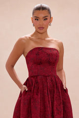 Ashlyn Strapless Jacquard Midi Dress