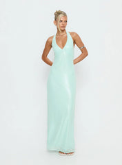 Isanna Halter Sequin Maxi Dress Jelly Mint