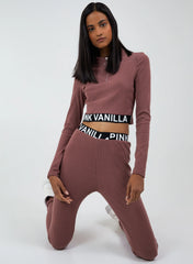 Long Sleeve Ribbed Logo Top