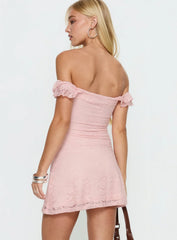 Anabeila Strapless Frill Mini Dress Light Pink