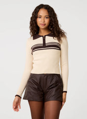 Stripe Front Zip Up Sweatshirt