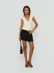 Azira Short Sleeve Frill Detail Top Cream