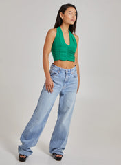 Gathered Halter Neck Slinky Top
