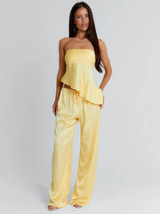 CLOVELLY SATIN PANTS YELLOW