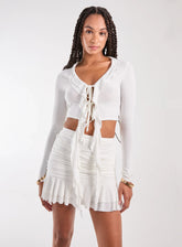 Long Sleeve Slinky Ruffle Top