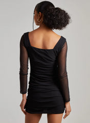 Long Sleeve Mesh Mini Dress