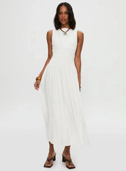 Lilienne Shirred Maxi Dress White