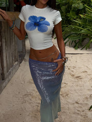 GINGER MIDI SKIRT BLUE