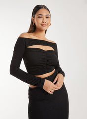 Ripple Letterbox Long Sleeve Top