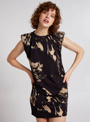 Marble Shoulder Pad Sleeveless Dress