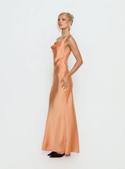 Isitt Cowl Crossover Back Maxi Dress Orange