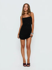 Kirsteni Beaded Mini Dress Black