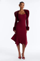 Rare Catch Fur Cardigan Sweater Midi Dress Set