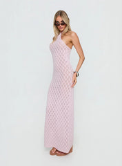 Jorda Halter Crochet Maxi Dress Pink