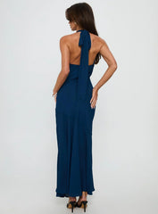 Luannie Halter Scarf Tie Maxi Dress Navy