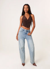Knot Front Butterfly Halter Top