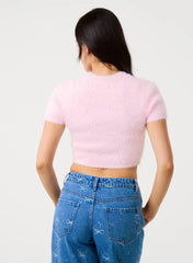 Short Sleeve Fluffy Knit Jumper