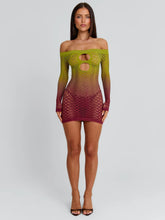 VESSIA MINI DRESS GREEN BURGUNDY