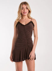 Ruffle Trim Mini Dress